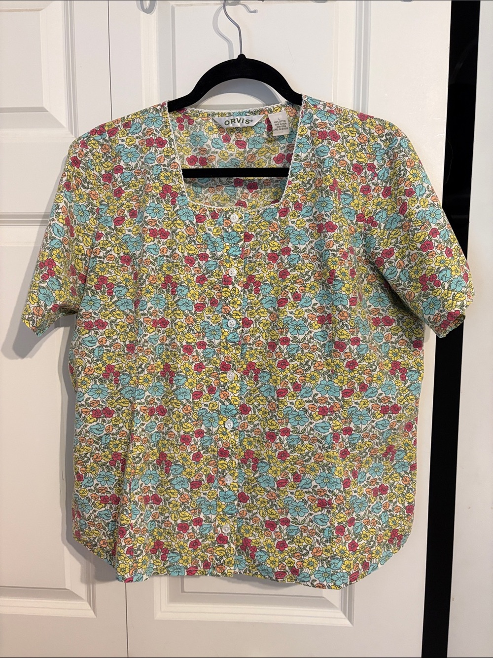 Orvis Floral Cotton Blouse - Size Large